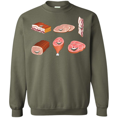 Funny Bbq T-shirt Meat Family Military Green