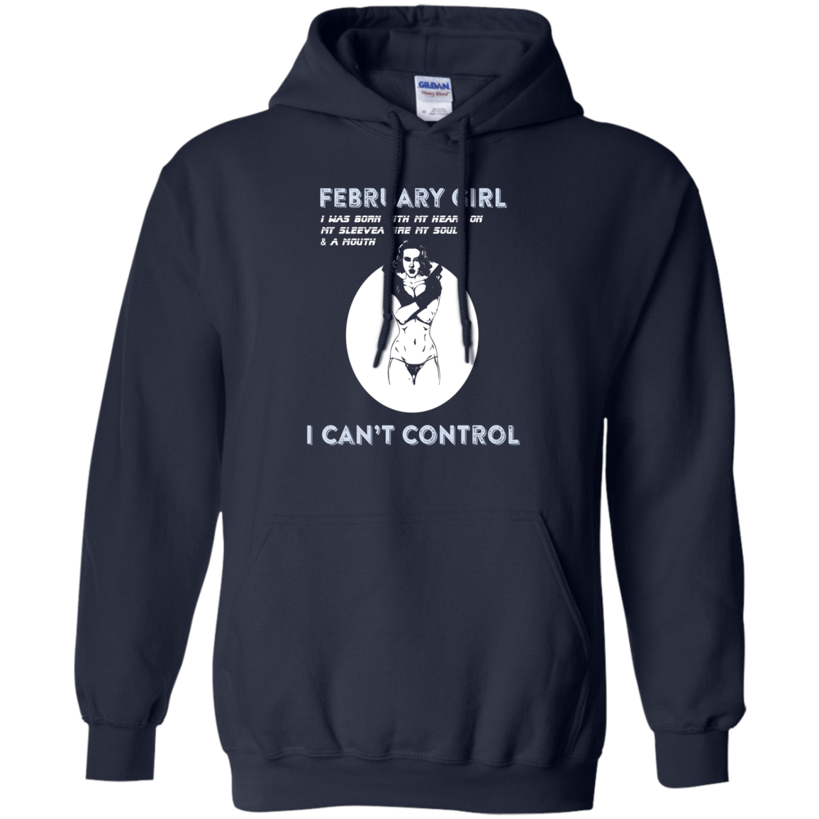 February Girl I Was Born With My Heart T-shirt Navy