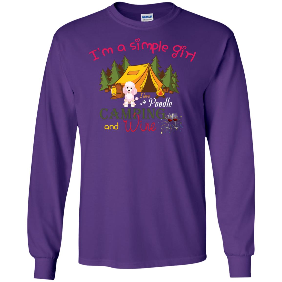 I’m A Simple Girl I Love Poodle Camping And Wine Shirt Purple