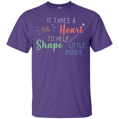 It Takes A Big Heart To Help Shape Little Minds Teacher Back To School Shirt Purple