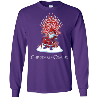 Funny Christmas T-shirt Santa Candy Cane Throne Purple
