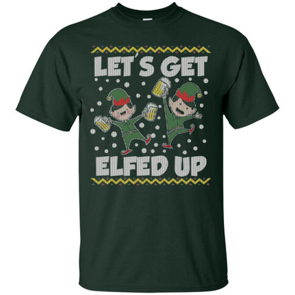 Christmas T-shirt Let's Get Elfed Up Forest Green