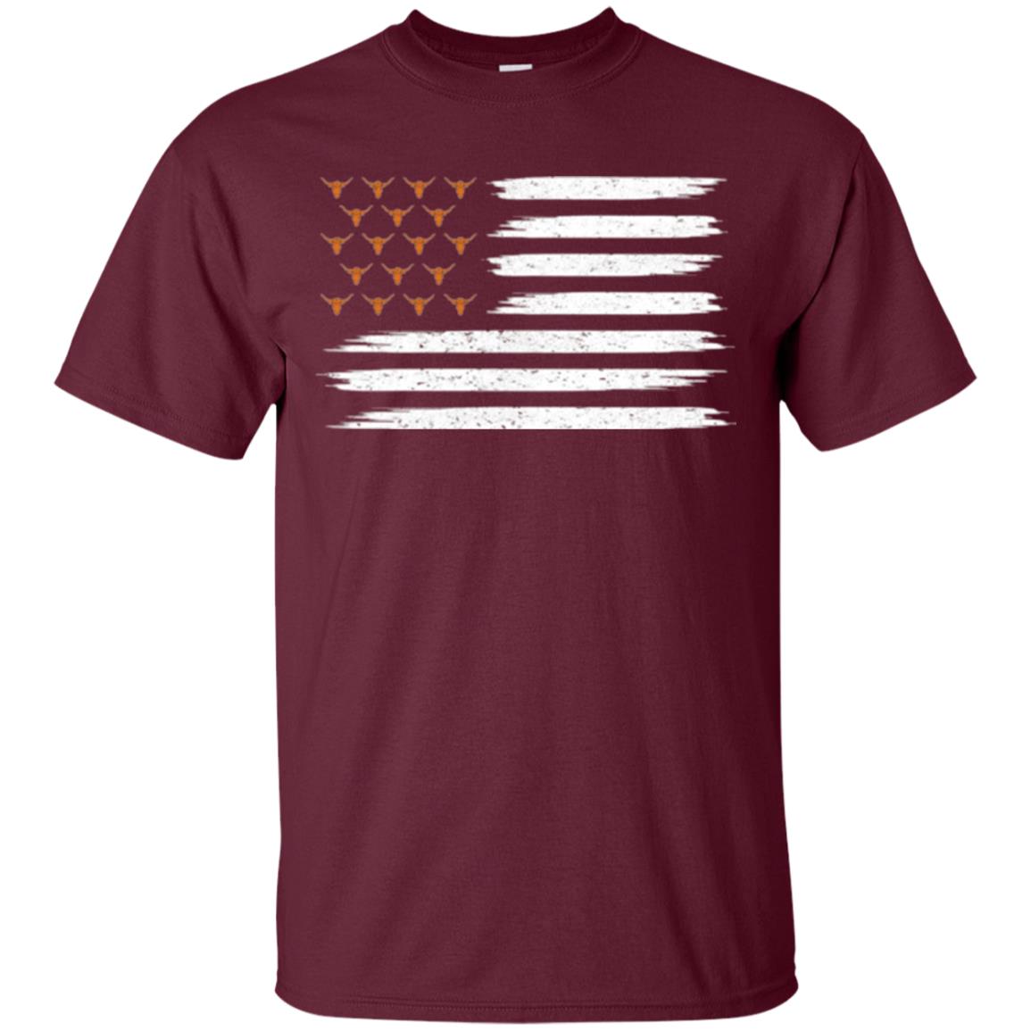 Vintage Texas United Longhorn Flag T-shirt Maroon