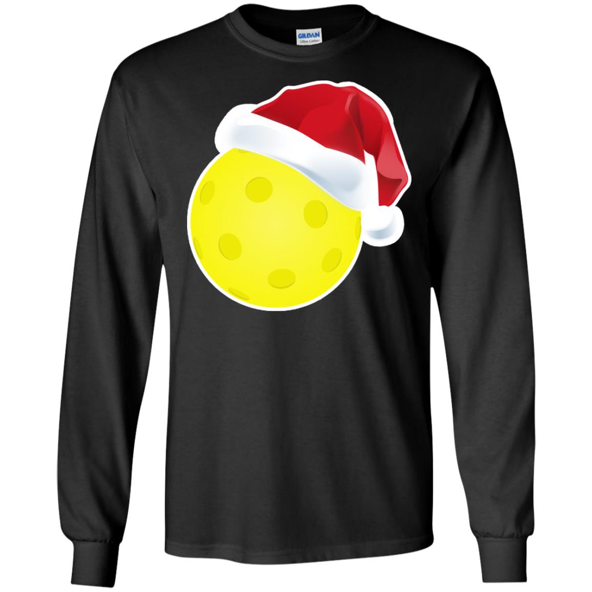 Pickleball With Santa Claus Hat X-mas Shirt For Pickleball Lovers Black