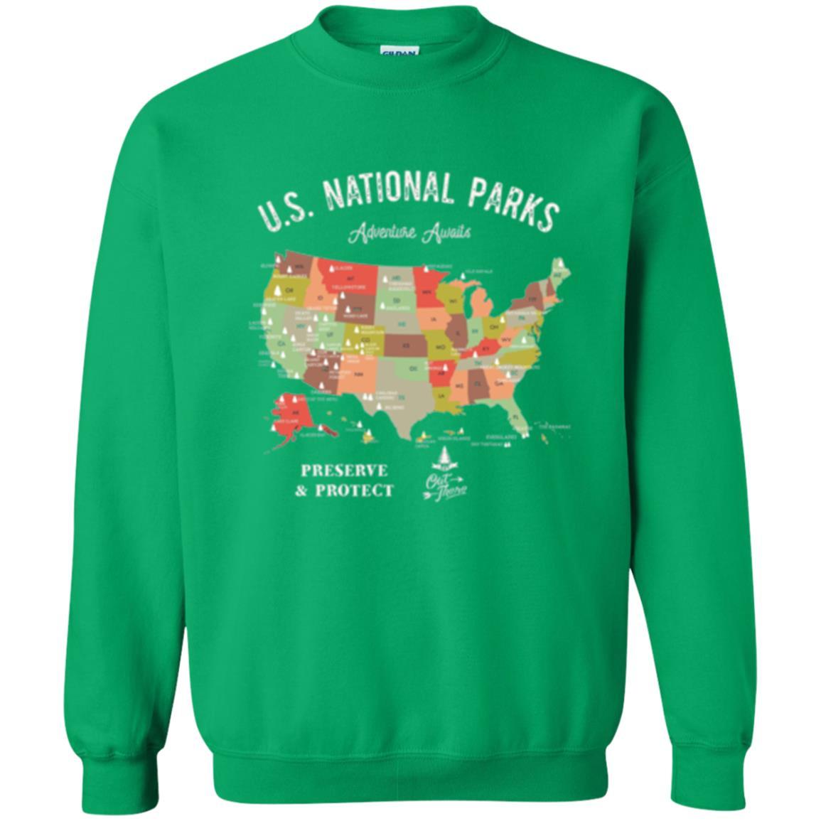 Hiking Camping T-shirt National Park Map Vintage T-shirt Irish Green