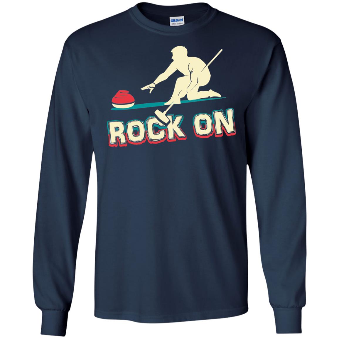Curling Winter Lover T-shirt Rock On Curling Winter Sports Navy