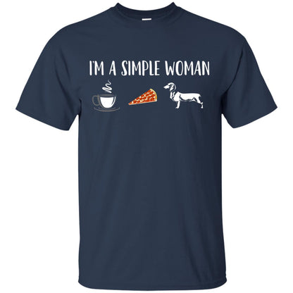 Im A Simple Woman Coffee Pizza Doxie Dachshund Lover T-shirt Navy