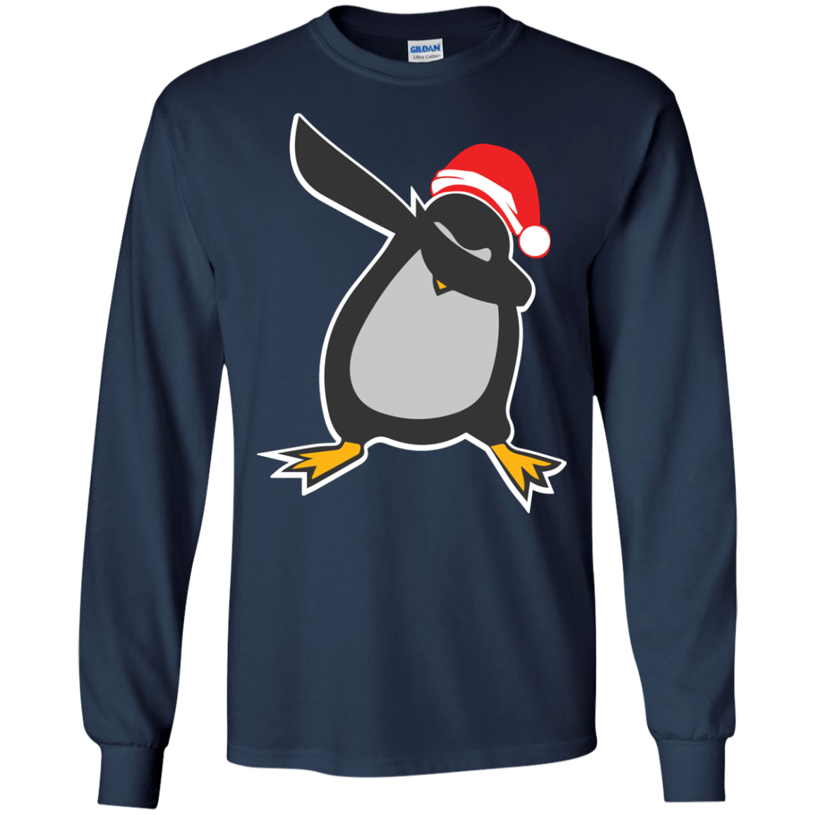 Christmas T-Shirt Dabbing Penguin Navy