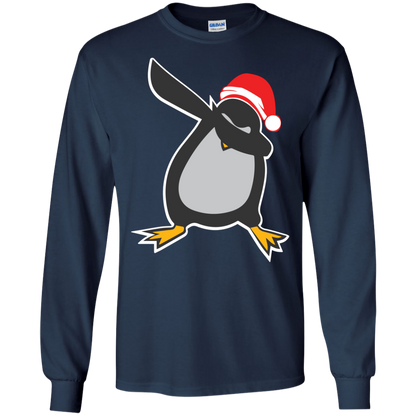 Christmas T-Shirt Dabbing Penguin Navy