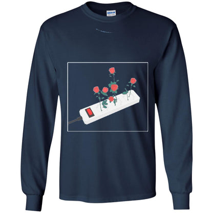 Flower Power Cute Art Aesthetic Vaporwave Digital Rose T-shirt Navy