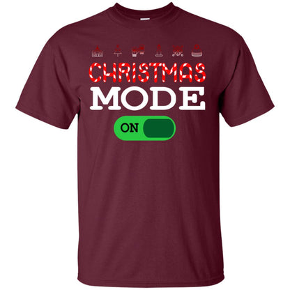 Mode On Christmas X-mas Gift Shirt For Mens Womens Kids Maroon