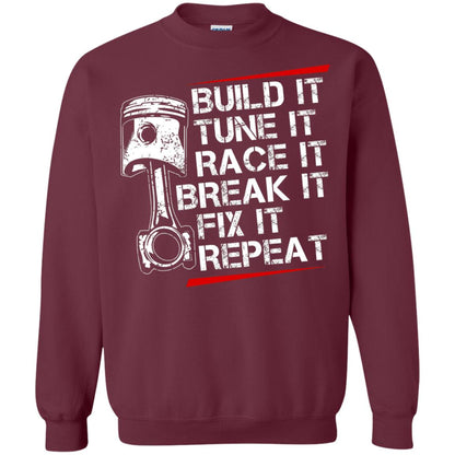 Build It Tune It Race It Break It Fix It Repeat Racecar Steps T-shirt Maroon