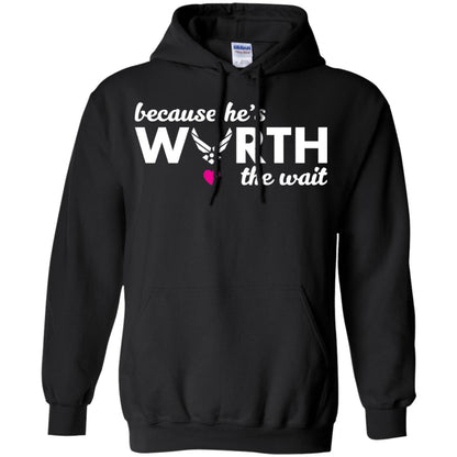 Because He Is Worth The Wait Military Wife Girlfriend T-shirt Black