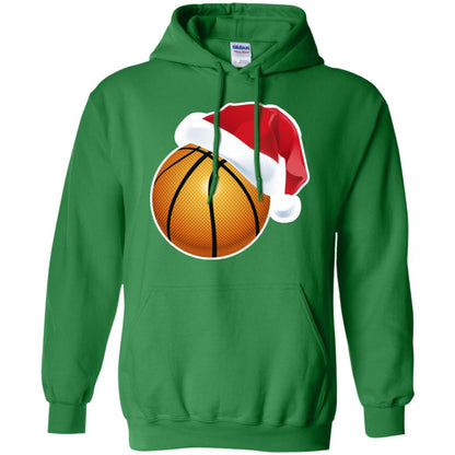 Basketball With Santa Claus Hat X-mas Shirt For Basketball Lovers Irish Green