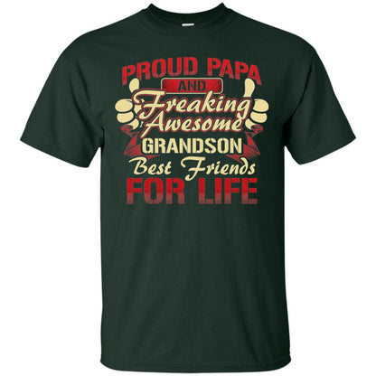 Proud Papa And Freaking Awesome Grandson Best Friends For Life Shirt Forest