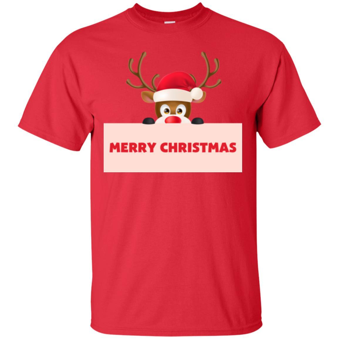 Christmas T-shirt Reindeer Merry Christmas T-shirt Red
