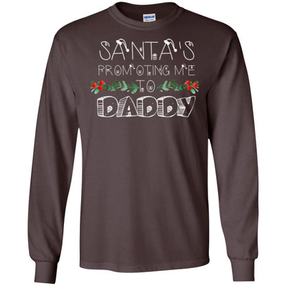 Family Christmas T-shirt Santa's Promoting Me To Daddy Dark Chocolate