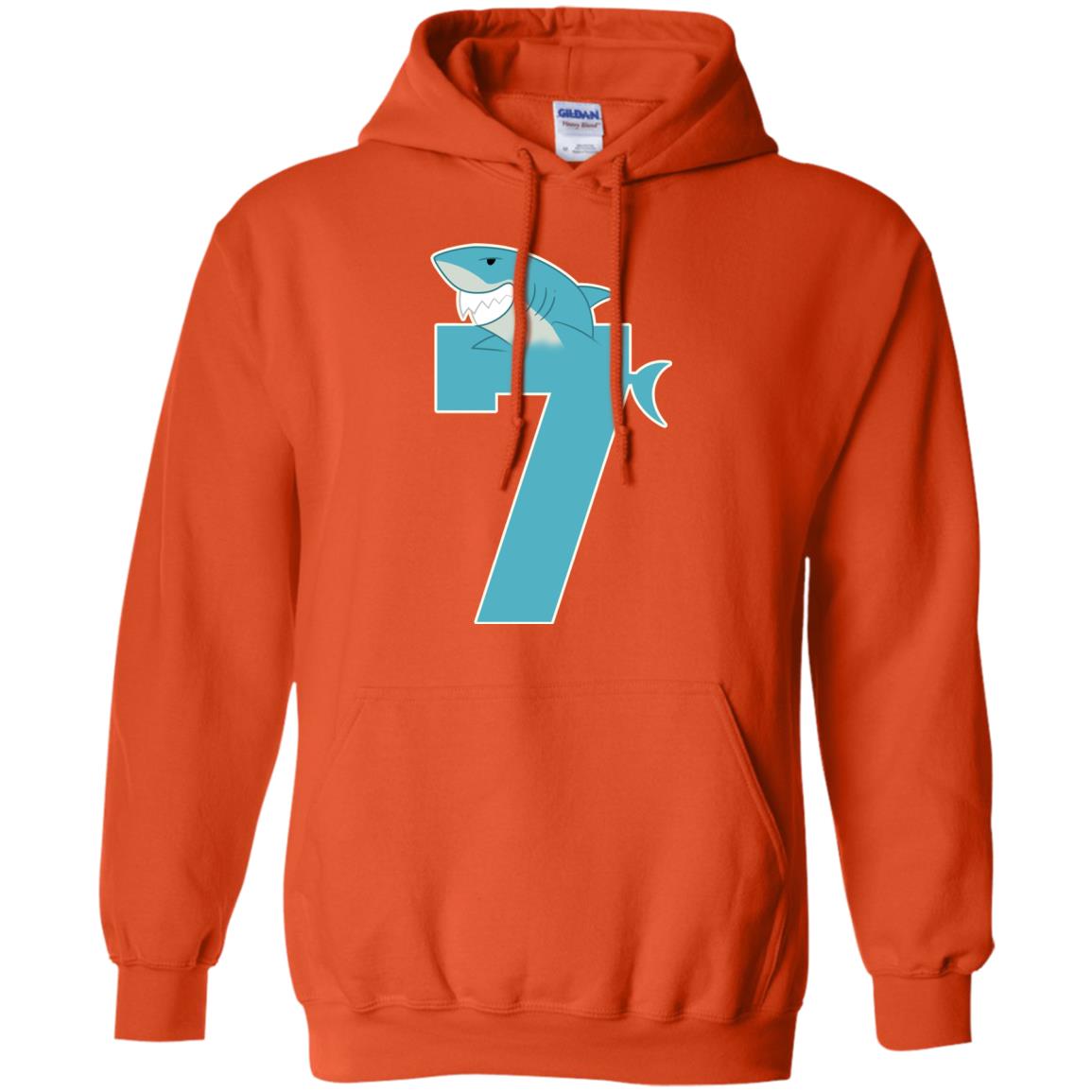 7th Birthday Shark Party Shirt Orange