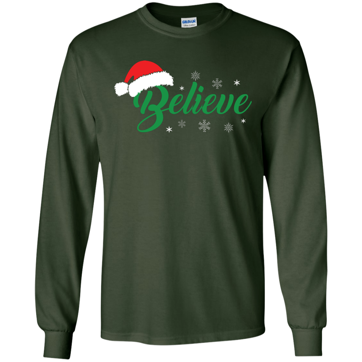 Christmas T-Shirt Believe In Santa Forest Green