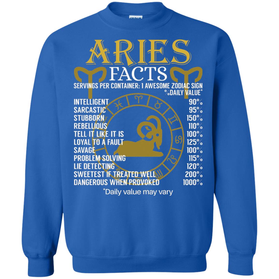 Aries Facts Zodiac Sign T-shirt Royal