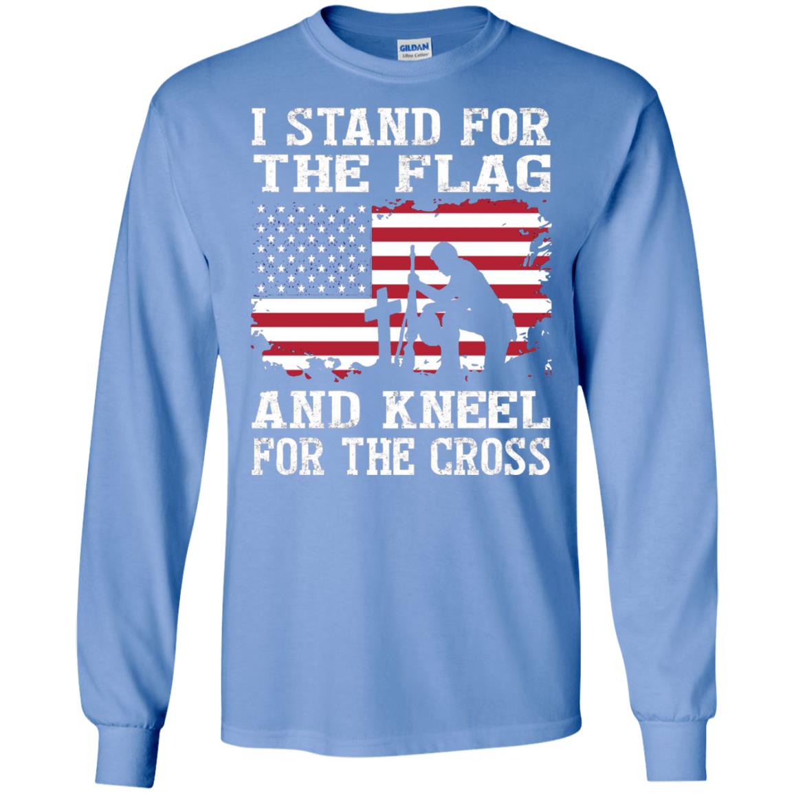 I Stand For The Flag And Kneel For The Cross Military T-shirt Carolina Blue