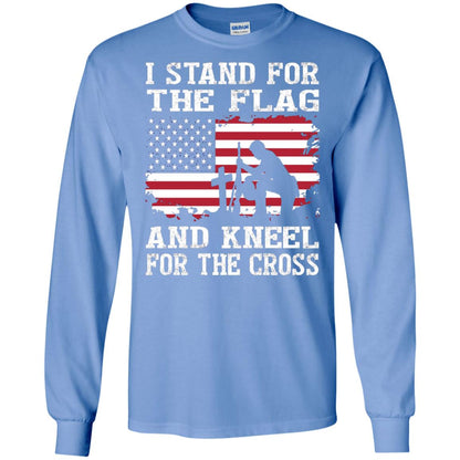 I Stand For The Flag And Kneel For The Cross Military T-shirt Carolina Blue