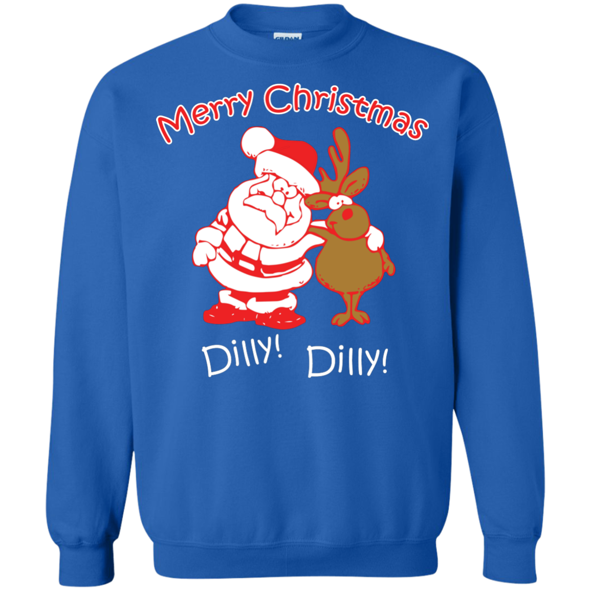Christmas T-Shirt Merry Christmas Santa And Reindeer Dilly! Dilly! Royal