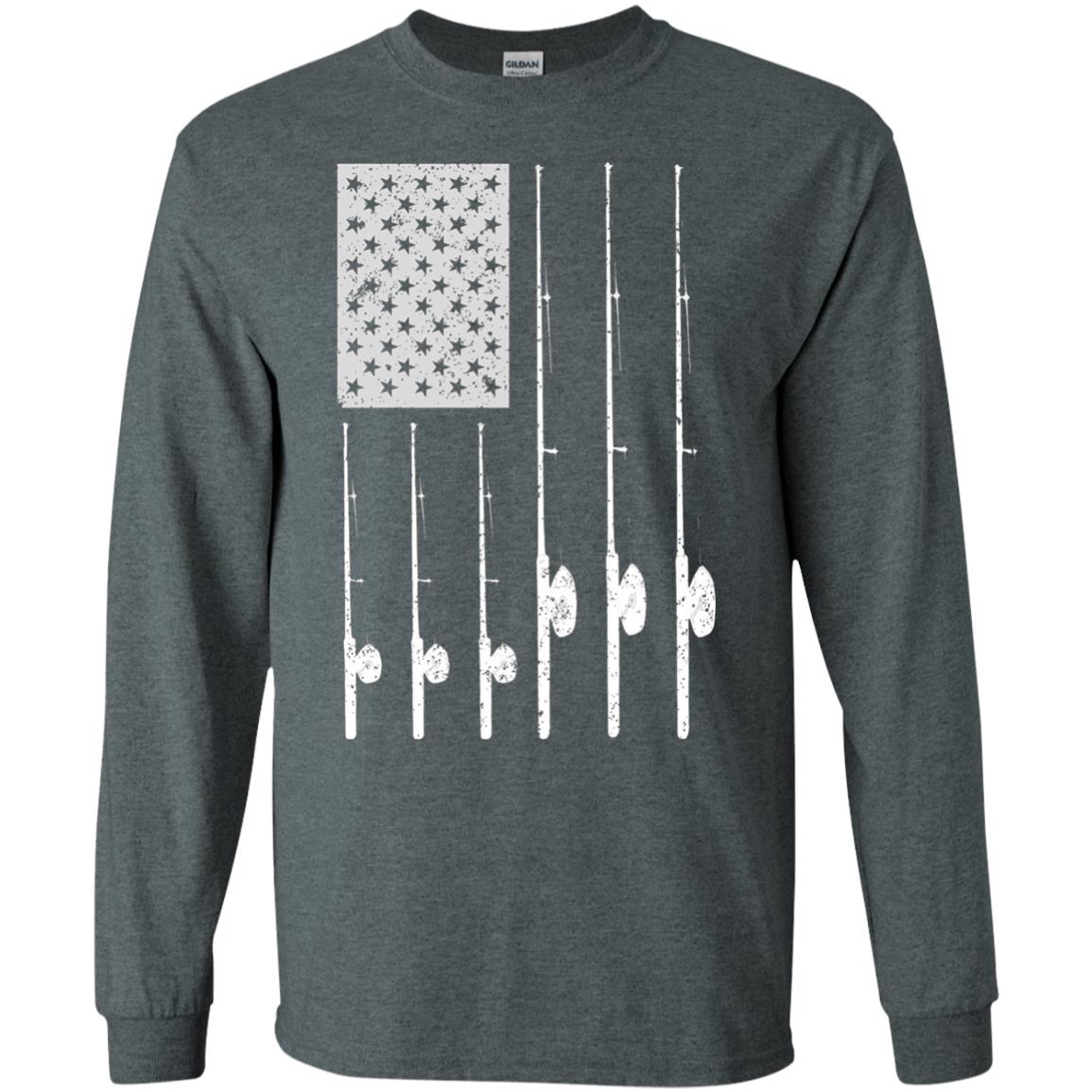 Patriotic Fishing T-shirt American Usa Flag Great Dark Heather