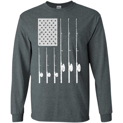 Patriotic Fishing T-shirt American Usa Flag Great Dark Heather