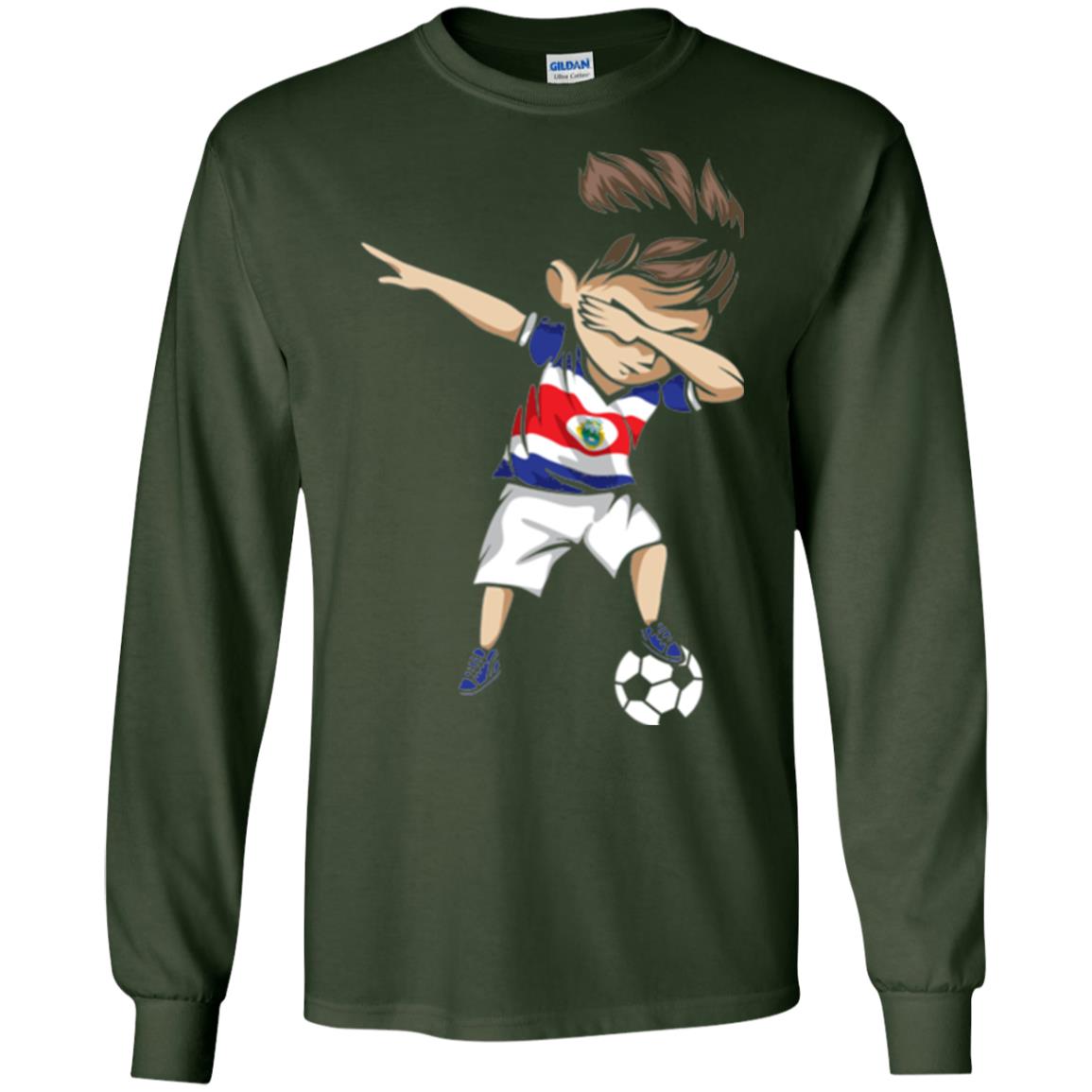 Dabbing Soccer Boy Costa Rica Jersey Football Shirt Forest Green