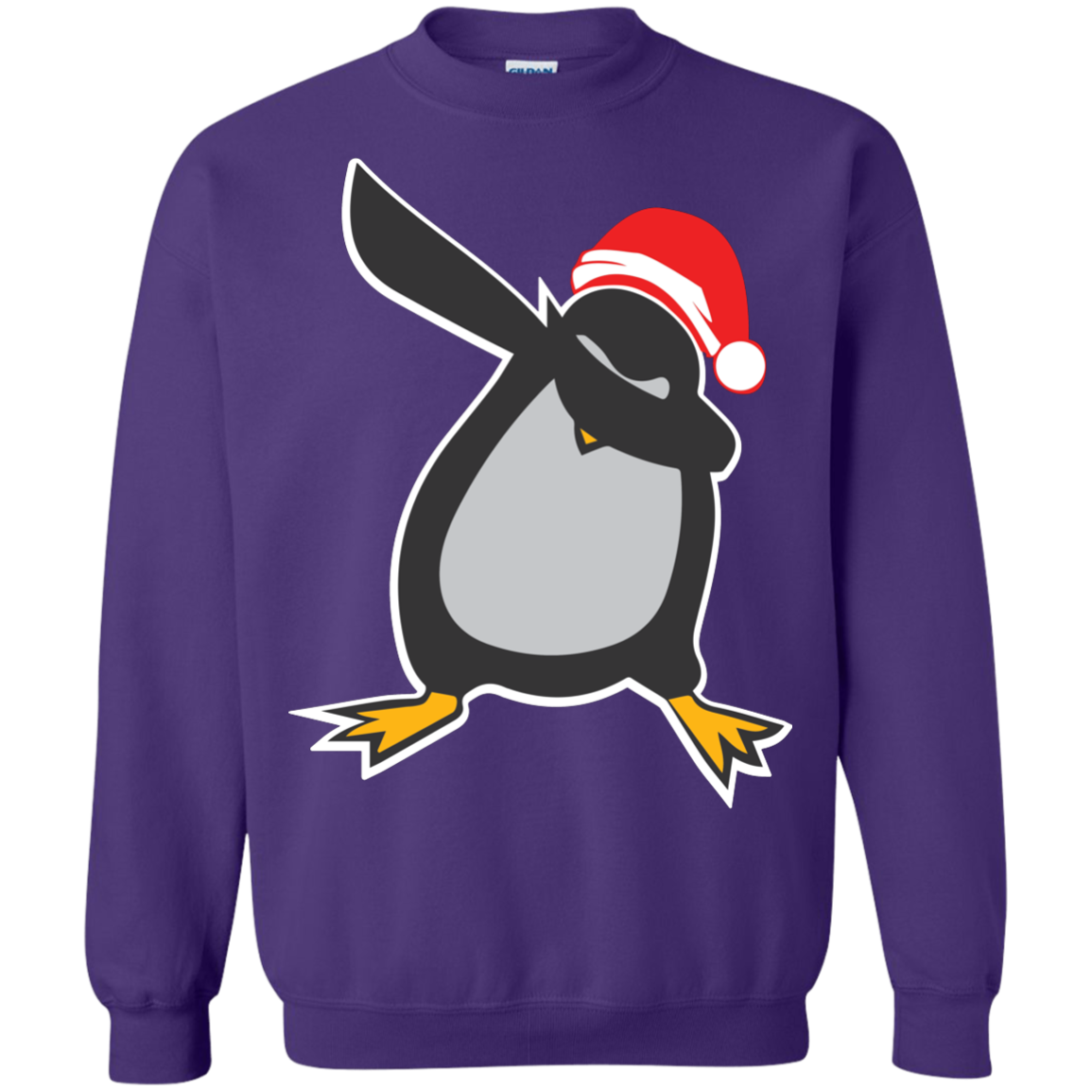 Christmas T-Shirt Dabbing Penguin Purple