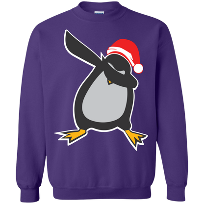 Christmas T-Shirt Dabbing Penguin Purple