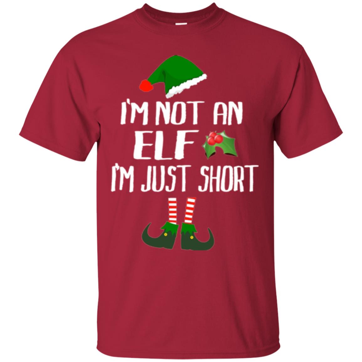 Funny Christmas T-shirt I_m Not An Elf I_m Just Short Cardinal