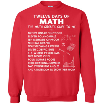 Math T-shirt Twelve Days Of Math Red