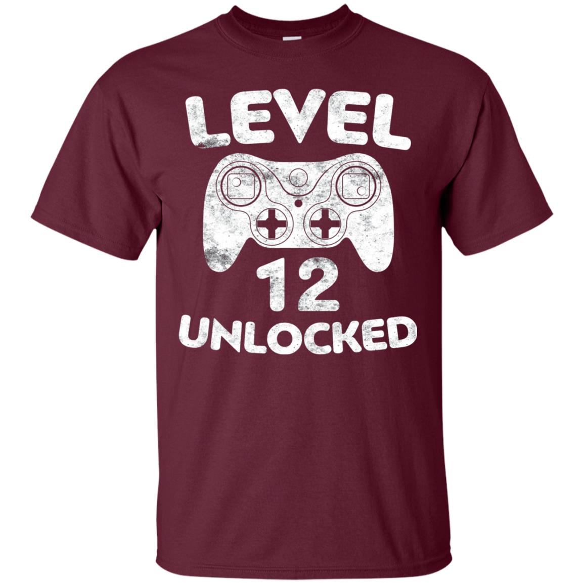 Level 12 Unlocked 12th Video Gamer Birthday Shirt Maroon