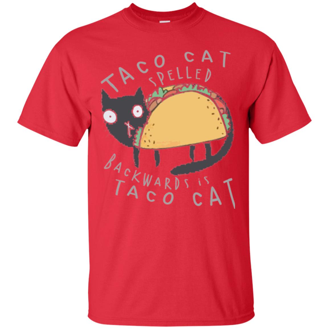 Cat Lovers T-shirt Taco Cat Spelled Backward Is Taco Cat Red