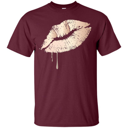 Rose Gold Dripping Lips T-shirt Maroon