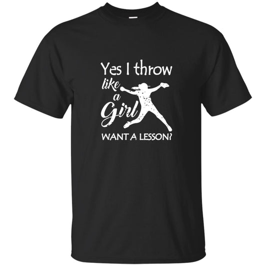 Yes I Throw Like A Girl Softball Gifts Girly Baseball Shirt Black