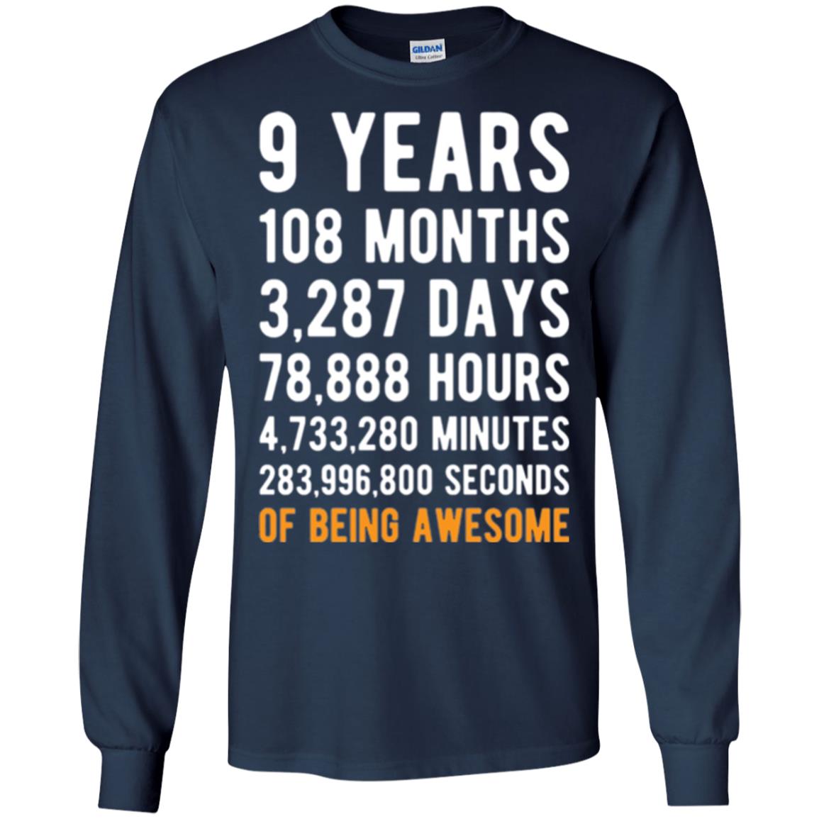 9th Birthday T-shirt 9 Years Old Being Awesome Navy