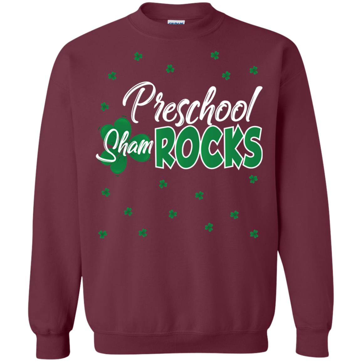 Preschool Shamrocks St. Patrick_s Day School T-shirt Maroon
