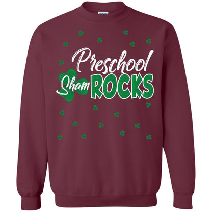 Preschool Shamrocks St. Patrick_s Day School T-shirt Maroon