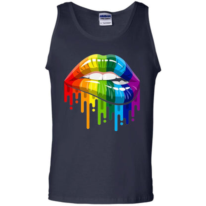 Rainbow Lips Pride Lgbt T-shirt Navy