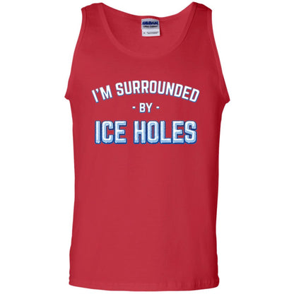 Funny Ice Fishing T-shirt I_m Surrounded By Ice Holes Red