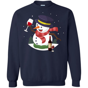 Snowman Cheer Up Wine Drinking Lovers Merry X-mas Gift ShirtG180 Gildan Crewneck Pullover Sweatshirt 8 oz.