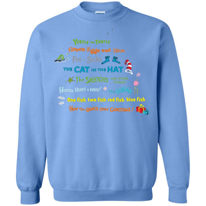 Read Across America Day T-shirt Dr. Seuss Book Title T-shirt Carolina Blue