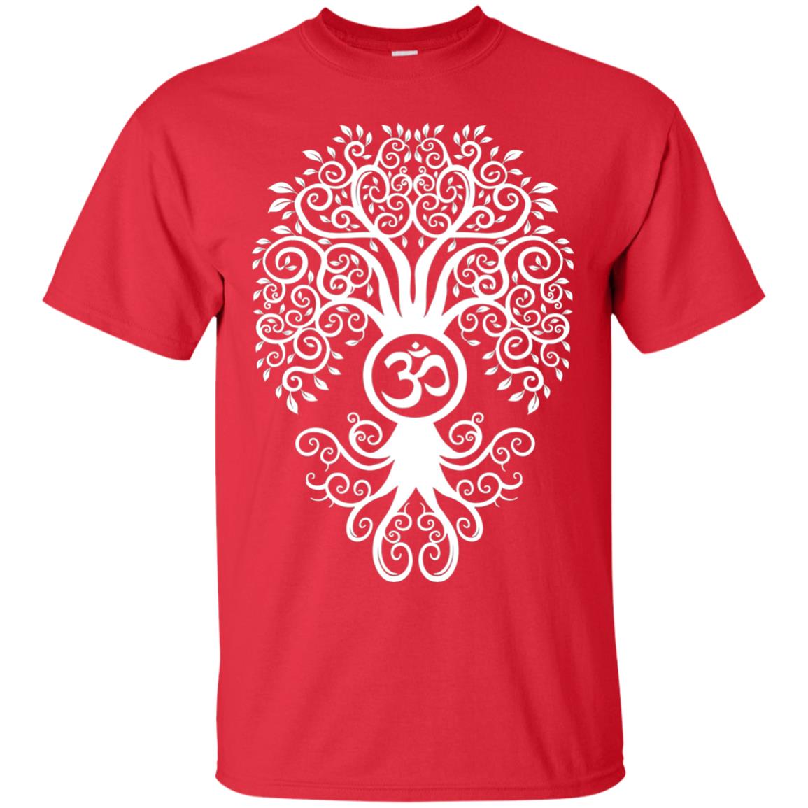 White Bodhi Tree Yoga Tshirt Red