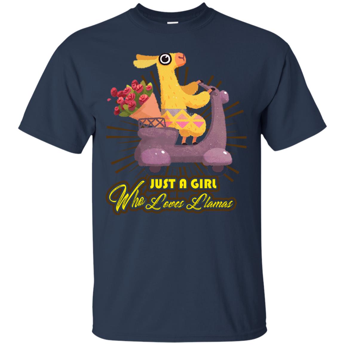 Just A Girl Who Loves Llamas Best Llama Gift Shirt For Girls Navy