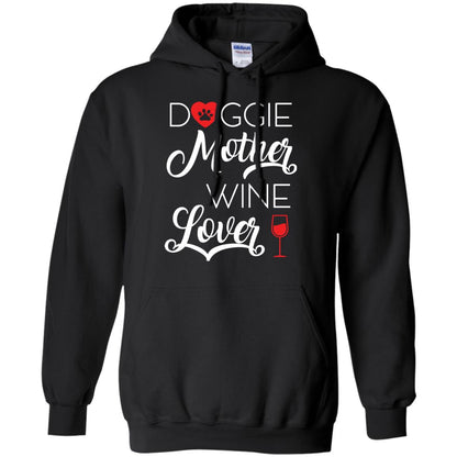 Doggie Mother Wine Lover Dog And Wine Gift Shirt For Mom Black