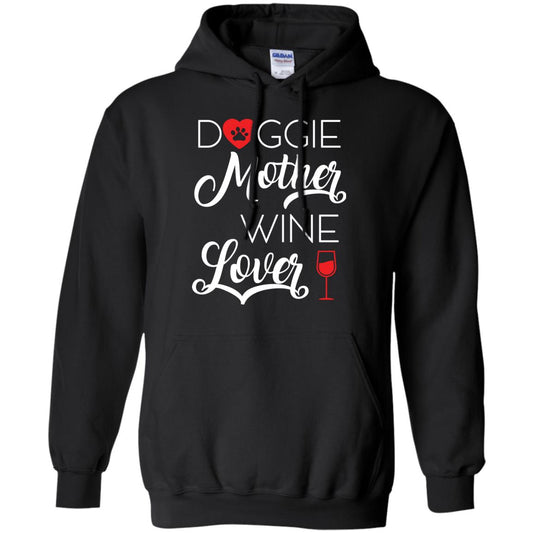 Doggie Mother Wine Lover Dog And Wine Gift Shirt For Mom Black