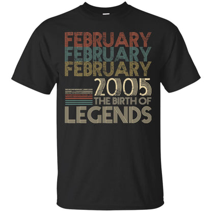 February Retro Classic Vintage 2005 The Birth Of Legends 13th Birthday T-shirt Black